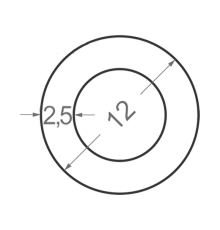 Алюминиевая труба круглая Ø12мм S2.5мм (анодированная)