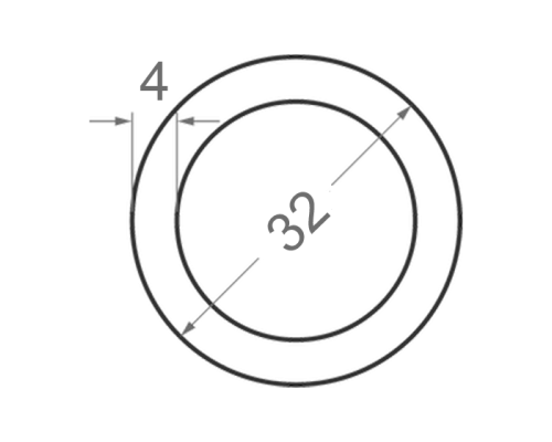 Алюмінієва труба кругла Ø32мм S4мм (без покриття)
