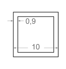 Алюминиевая труба квадратная  10x10мм S0.9мм (анодированная)