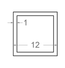 Алюминиевая труба квадратная 12x12мм S1мм (анодированная)