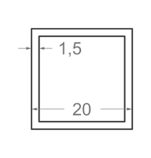 Алюминиевая труба квадратная 20x20мм S1.5мм (анодированная)
