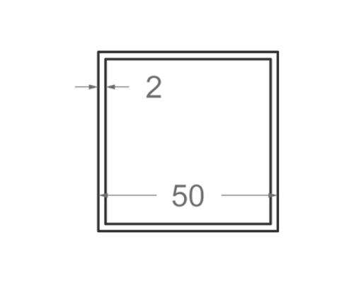 Алюмінієва труба квадратна 50x50мм S2мм (анодована)