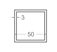 Алюмінієва труба квадратна 50x50мм S3мм (анодована)