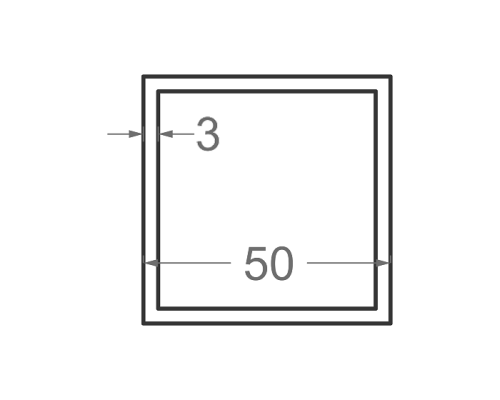 Алюмінієва труба квадратна 50x50мм S3мм (без покриття)