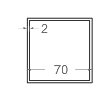 Алюмінієва труба квадратна 70x70мм S2мм (R4) (без покриття)