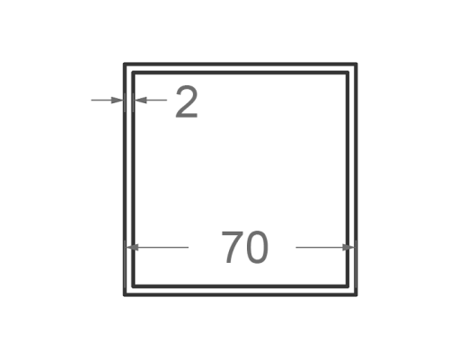 Алюминиевая труба квадратная 70x70мм S2мм (R4) (без покрытия)