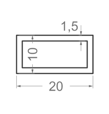 Алюминиевая труба прямоугольная 20x10мм S1.5мм (без покрытия)
