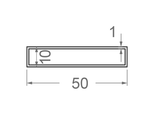 Алюмінієва труба прямокутна 50x10мм S1мм (анодована)